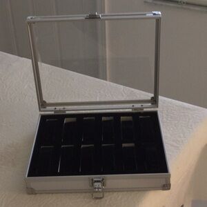 Silver Display Case with Clear Lid holds 12 watches